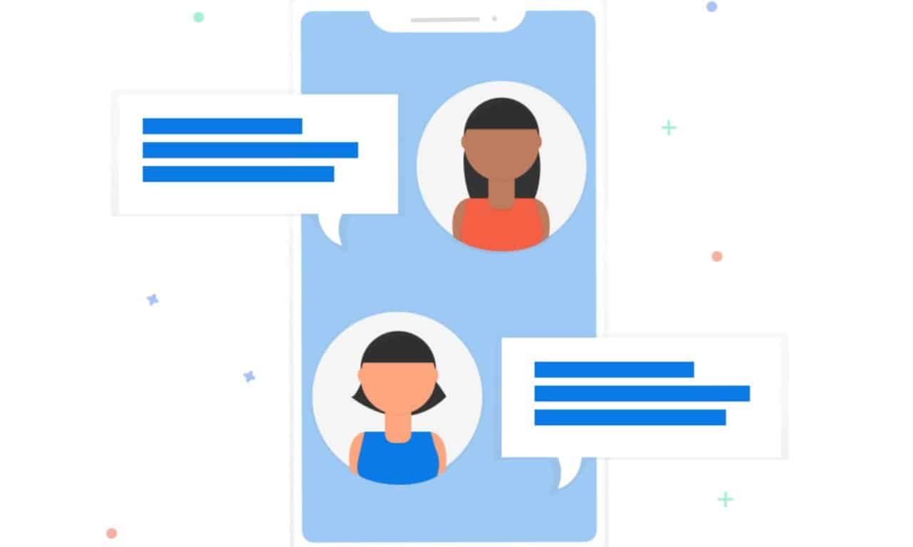 a phone showing two people talking to each other
