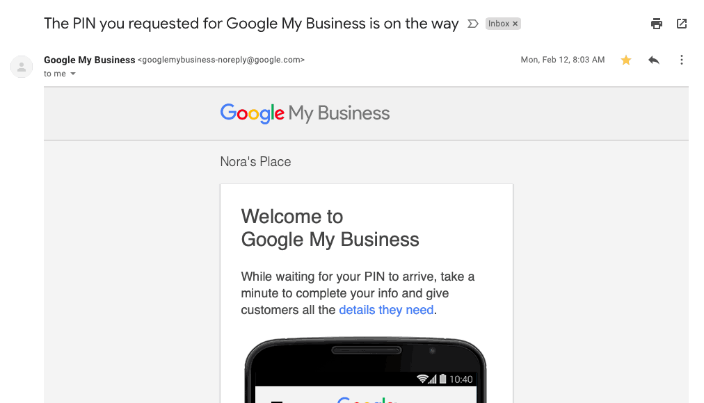 i want to verify my business on google